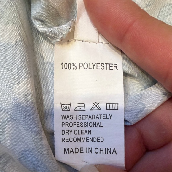 Blue Floral Tie Strap Babydoll Dress | Cottagecore | Size L - Picture 2 of 5